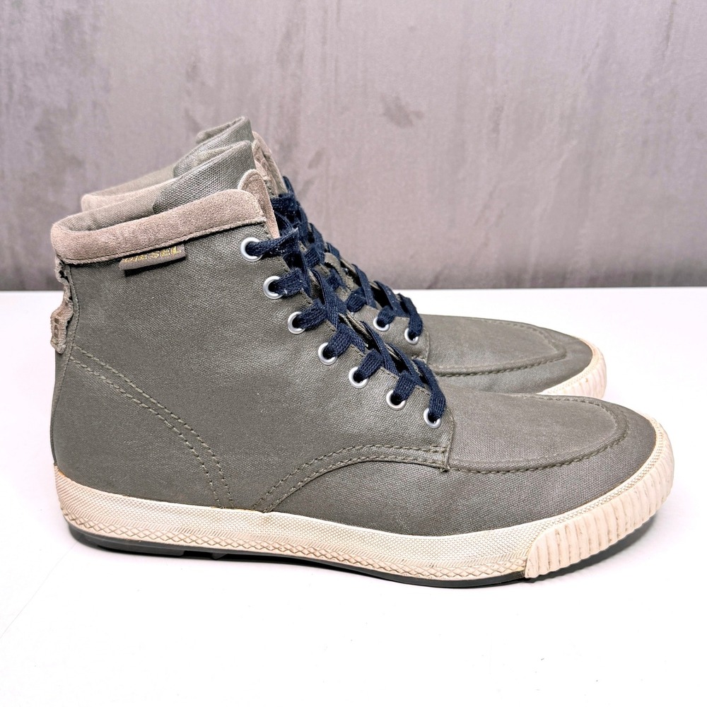 Diesel Men's Olive Green High-Top Sneakers with Navy Laces